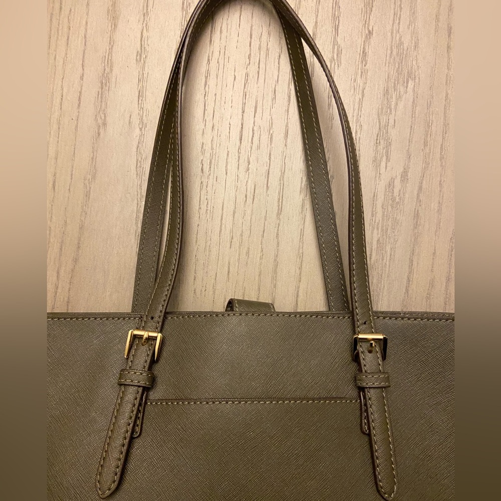 Michael Kors Jet Set Bag Olive Green Signature Tote Saffiano Leather - Picture 3 of 13